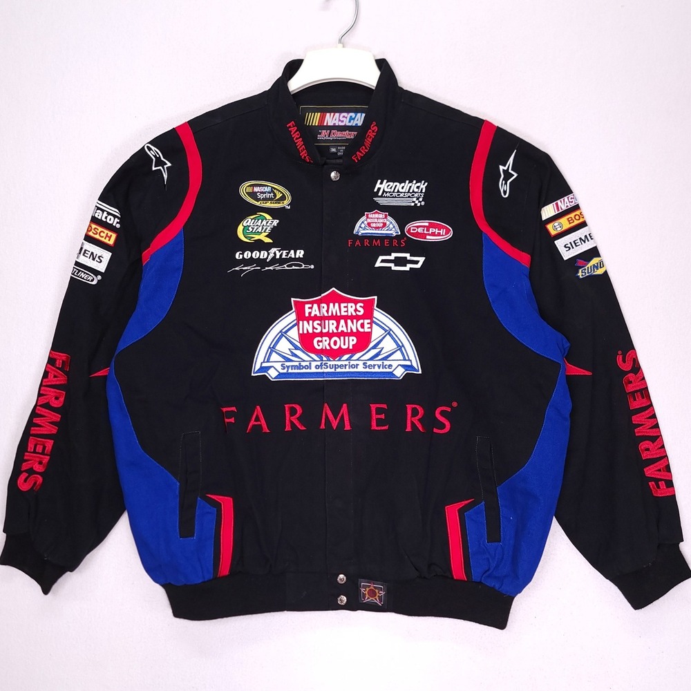 NASCAR Kasey Kahne Farmers Insurance Racing Jacket JH Designs Mens 3XL Black